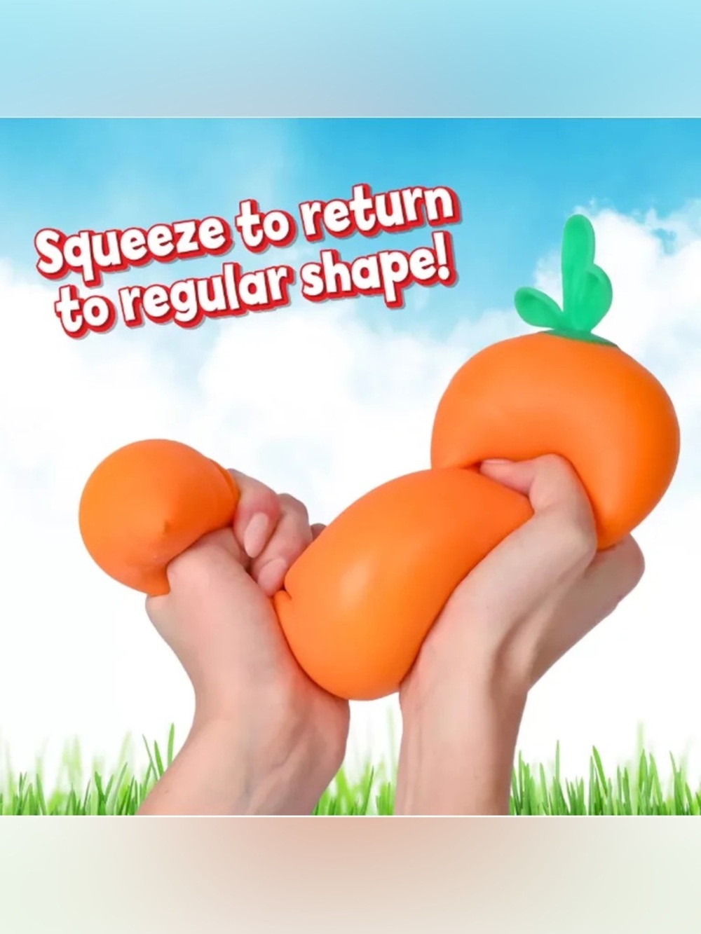 Sunny Days Squeezy Orange Carrot Squishy Fidget Toy - Picture 3 of 6